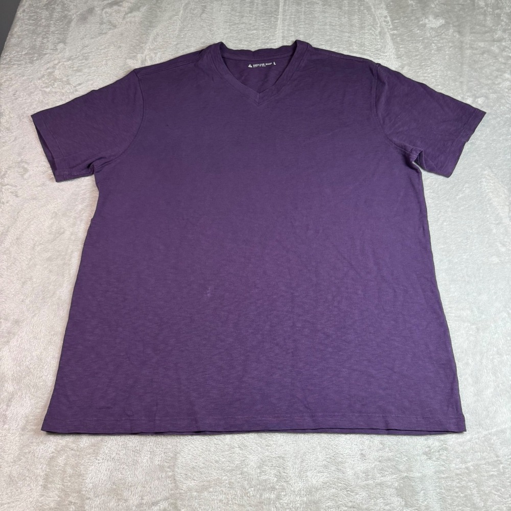 NWOT American Giant Mens Premium Slub V-Neck T-Shirt L Purple Made in USA Cotton